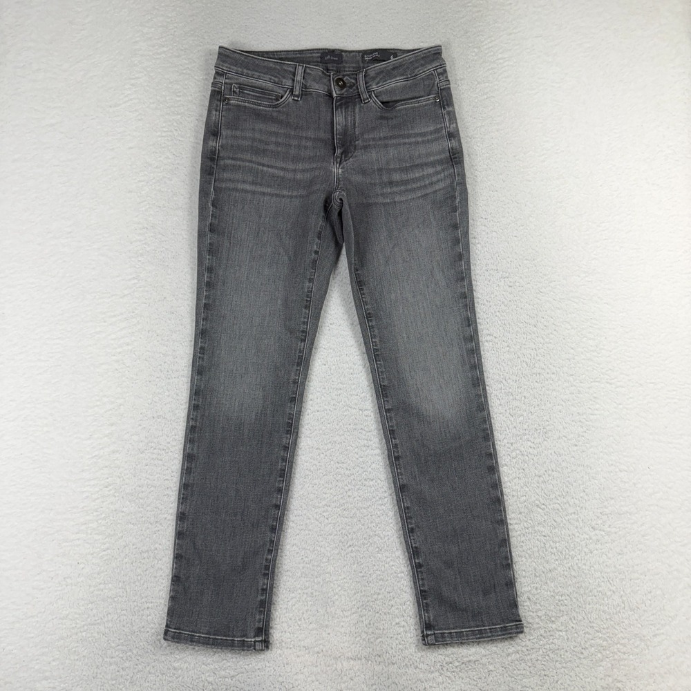 J Jill Boyfriend Jeans 6P (28.5x27) Stretch Denim Straight Leg Ankle Gray Wash